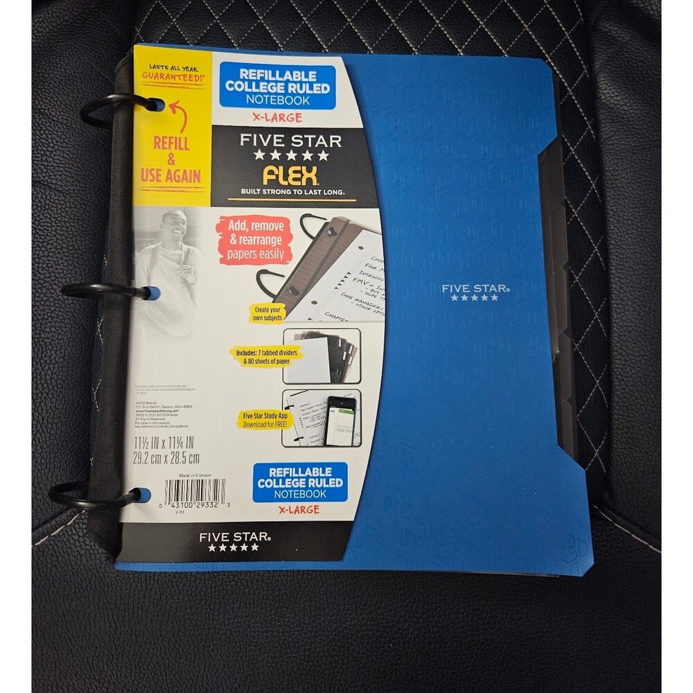 Five Star Flex X-Large Refillable Notebook Binder - Blue College Ruled